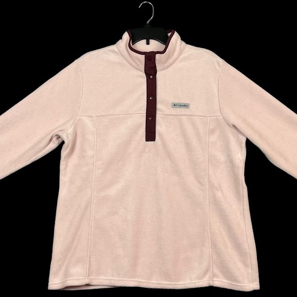 Columbia Womens Fleece Pullover Sweater Size XL-3XL Light Pink Half Snap Style - Picture 2 of 13